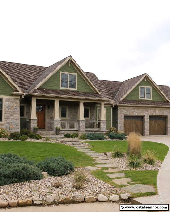 Moss Green Stone House With Taupe Railings - 30 Moss Green House Design With Railings Ideas