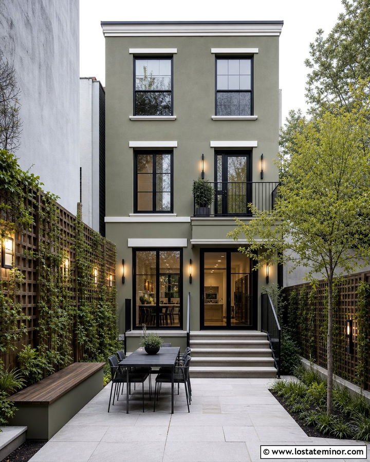 Moss Green Townhouse With Small Backyard - 30 Moss Green House Design With Backyard Ideas