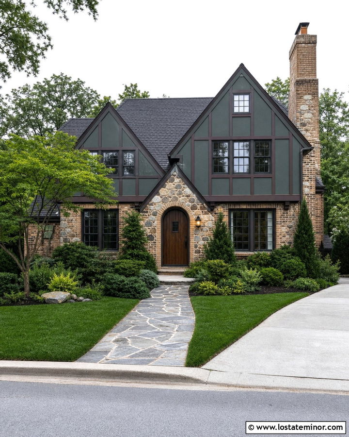 Moss Green Tudor House With Gables - 30 Moss Green House Design With Gables Ideas