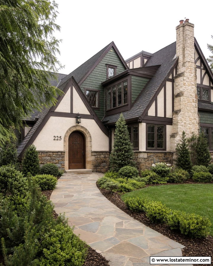 Moss Green Tudor With Copper House Numbers - 30 Moss Green House Design With House Numbers Ideas