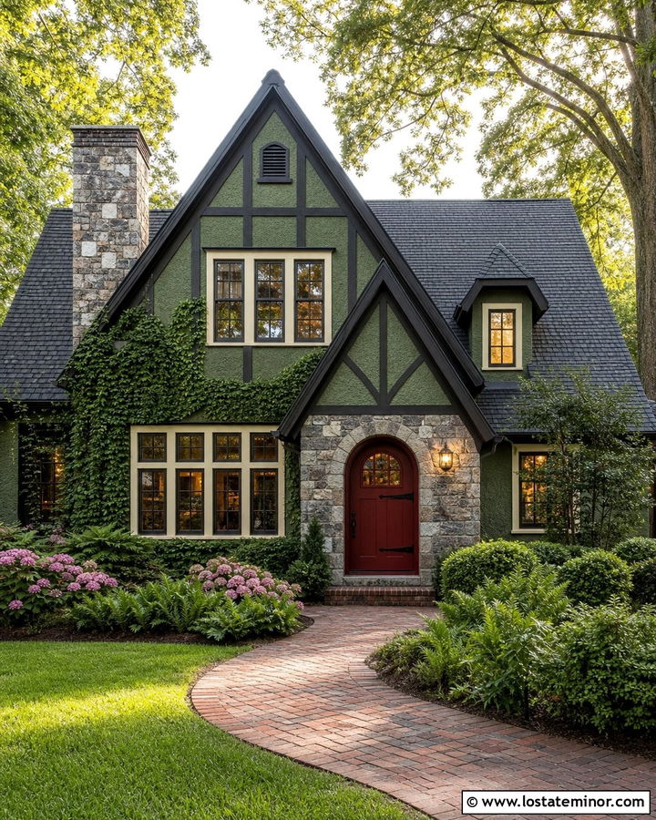 Moss Green Tudor With Oxblood Dutch Door - 30 Moss Green House Design With Dutch Door Ideas