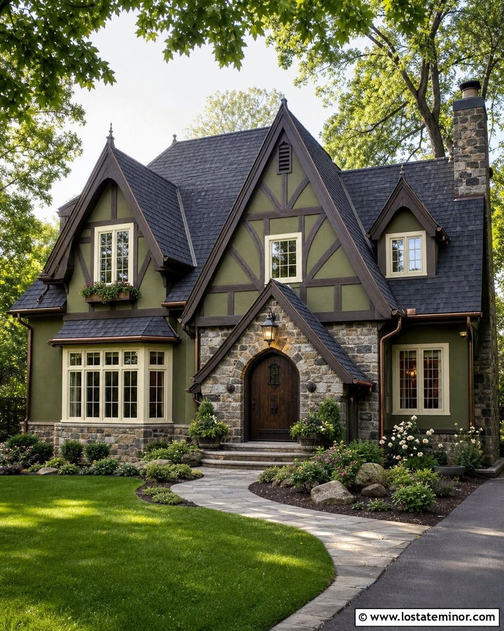 Moss Green Tudor With Wall Dormers - 30 Moss Green House Design With Dormers Ideas