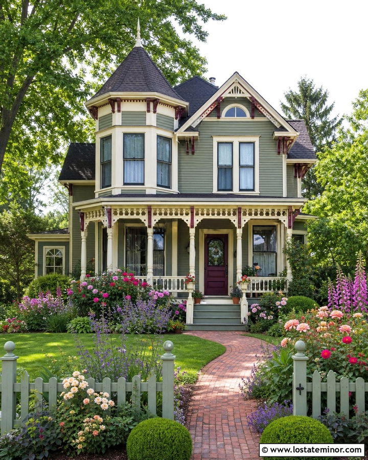 Moss Green Victorian House With Cottage Garden - 30 Moss Green House Design With Landscaping Ideas