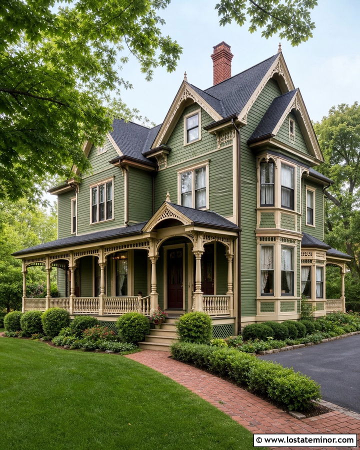 Moss Green Victorian House With Gables - 30 Moss Green House Design With Gables Ideas