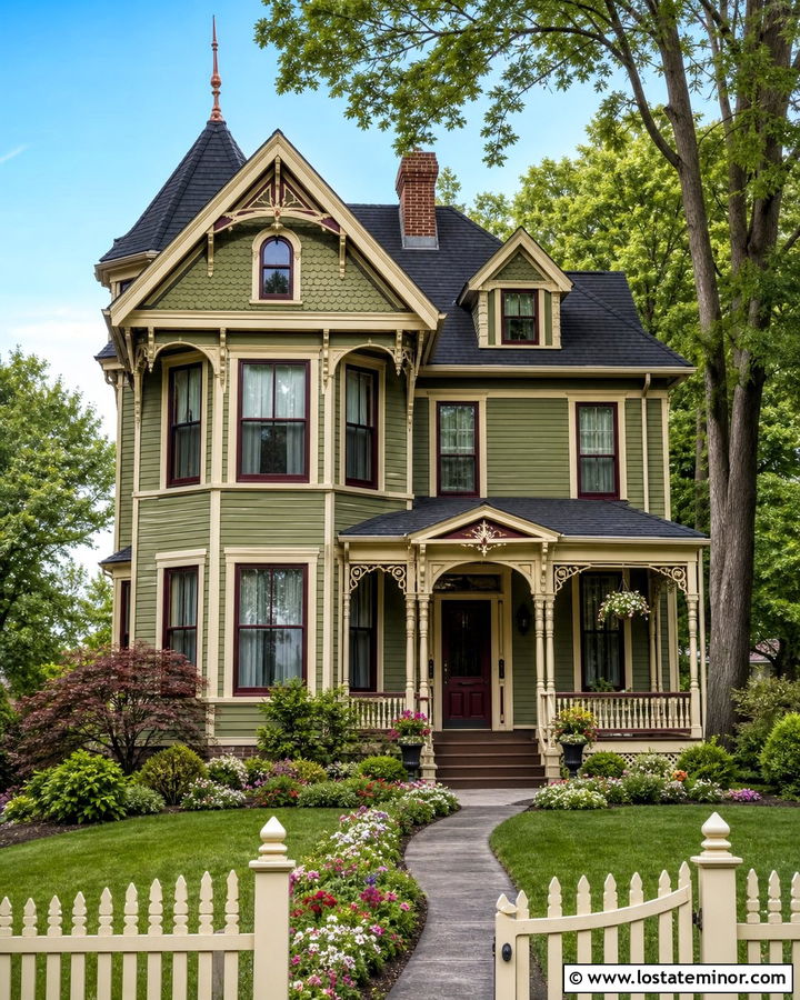 Moss Green Victorian With Decorative Dormers - 30 Moss Green House Design With Dormers Ideas