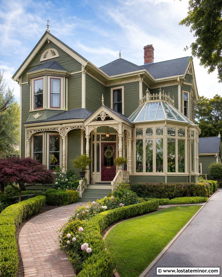 Moss Green Victorian With Glass Conservatory - 30 Moss Green House Design With Sunroom Ideas