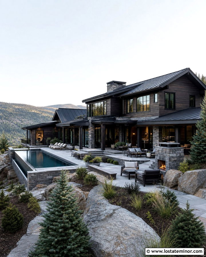Mountain Stone House With Infinity Pool - 30 Stone House Design With Swimming Pool Ideas