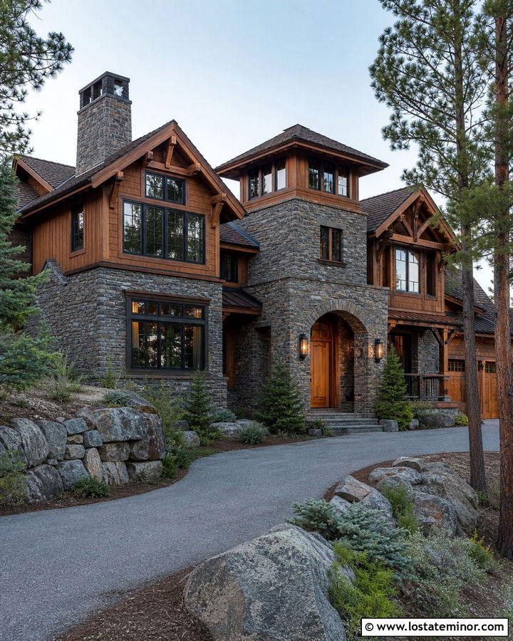 Mountain Stone House With Timber Dormers - 30 Stone House Design With Dormers Ideas