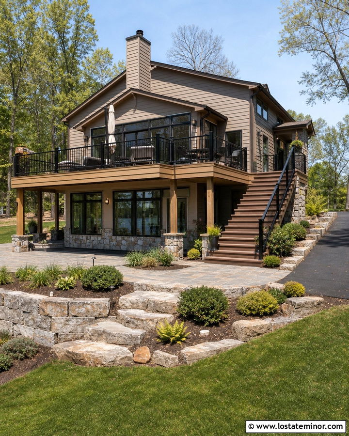 Mushroom Tan Split Level House With Walkout Sunroom - 30 Tan House Design With Sunroom Ideas