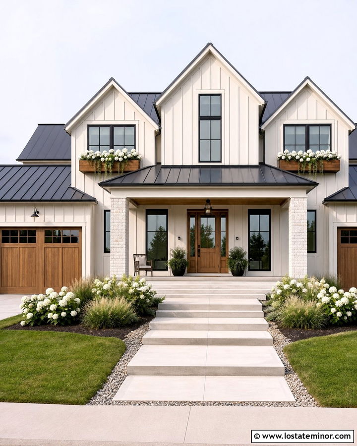 Natural Choice Farmhouse With Cedar Window Boxes - 30 Warm White House Design With Window Boxes Ideas