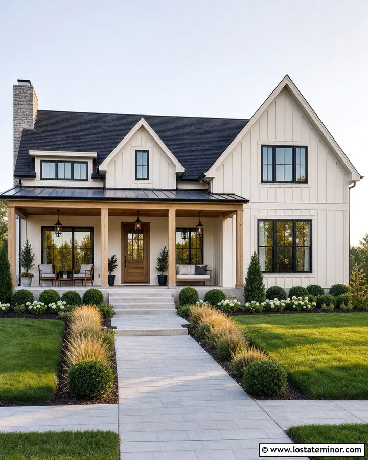 Natural Choice Modern Farmhouse Porch - 30 Warm White House Design With Front Porch Ideas