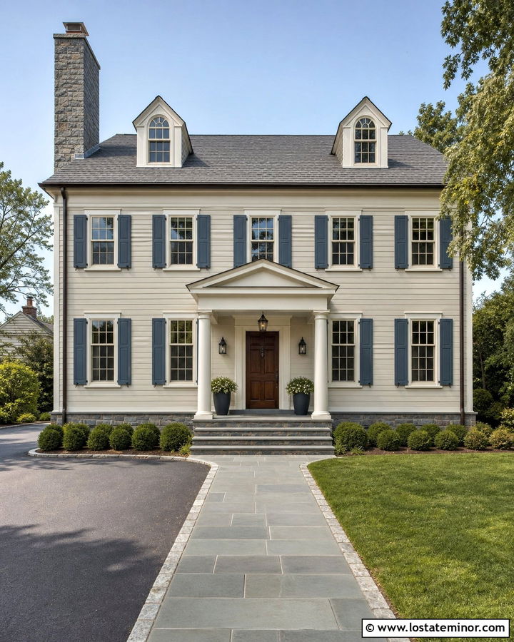 Natural Cream House With Bluestone Accents - 30 Greige House Design With Stone Accents Ideas
