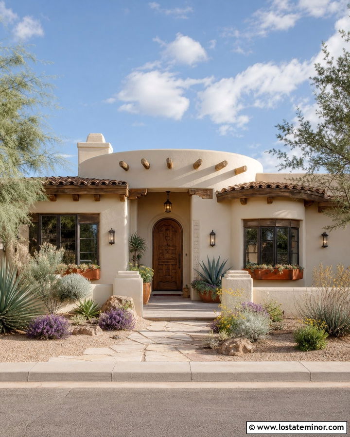 Navajo White Adobe House With Terracotta Window Boxes - 30 Warm White House Design With Window Boxes Ideas