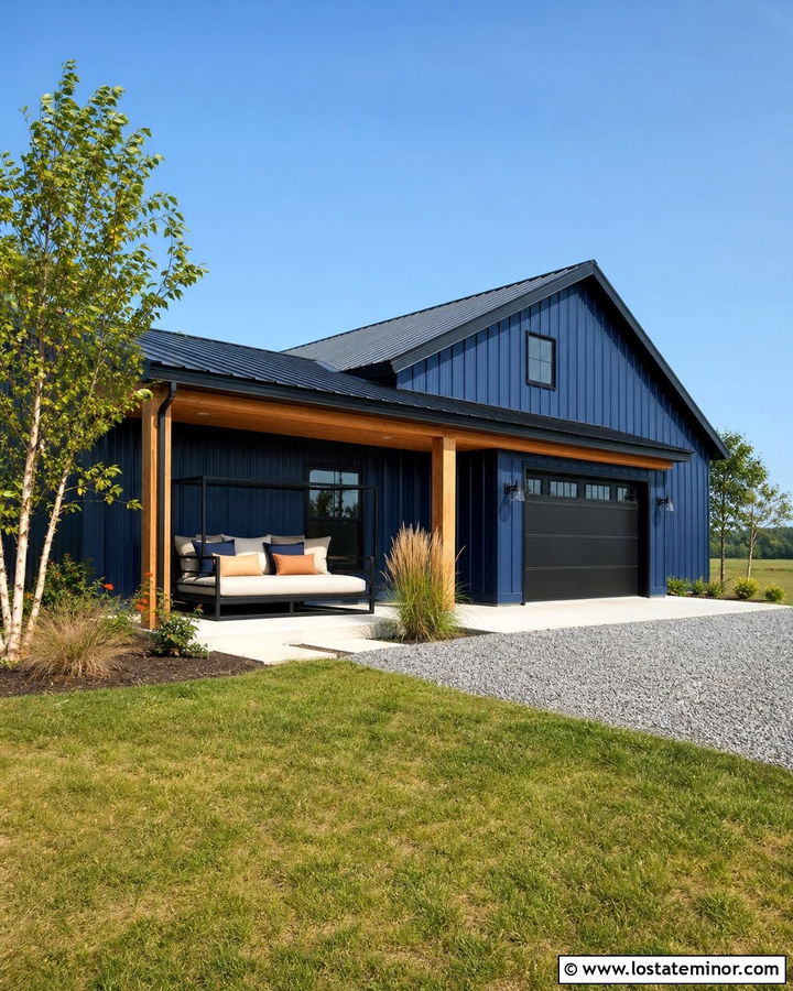 Navy Blue Barndominium With Oversized Daybed - 30 Navy Blue House Design With Daybed Ideas