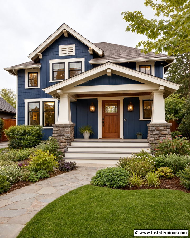 Navy Blue Board And Batten Bungalow - 30 Navy Blue House Design With Board and Batten Ideas