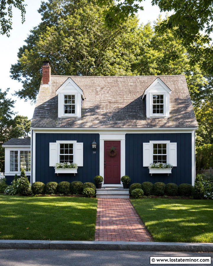 Navy Blue Board And Batten Cape Cod House - 30 Navy Blue House Design With Board and Batten Ideas
