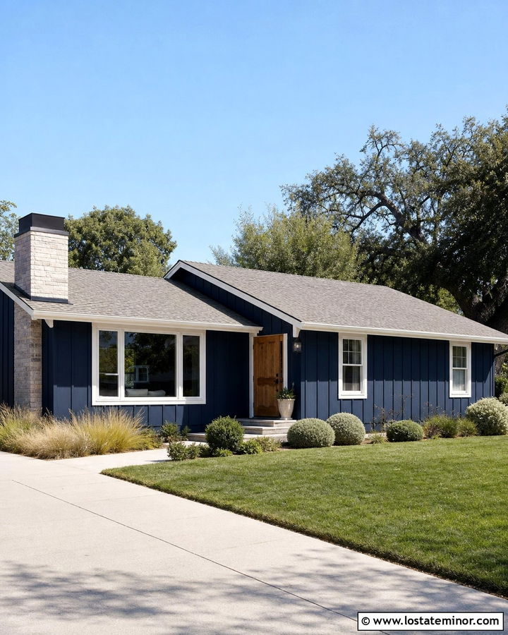 Navy Blue Board And Batten Ranch House - 30 Navy Blue House Design With Board and Batten Ideas