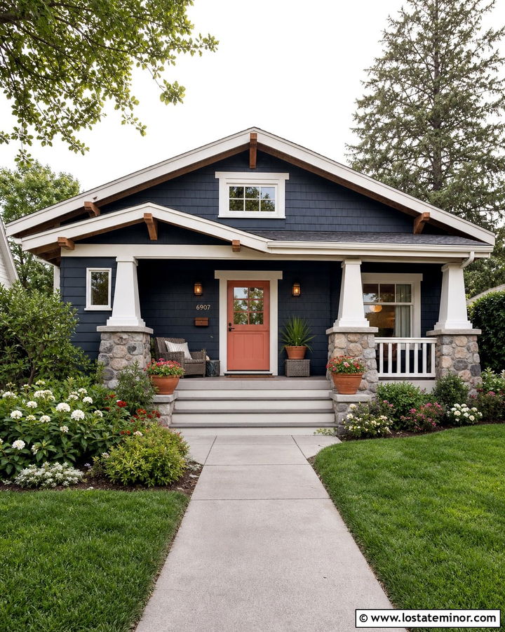 Navy Blue Bungalow With Coral Dutch Door - 30 Navy Blue House Design With Dutch Door Ideas