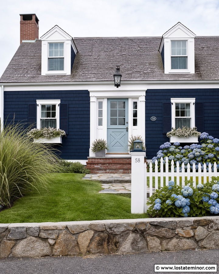 Navy Blue Cape Cod With Light Blue Dutch Door - 30 Navy Blue House Design With Dutch Door Ideas