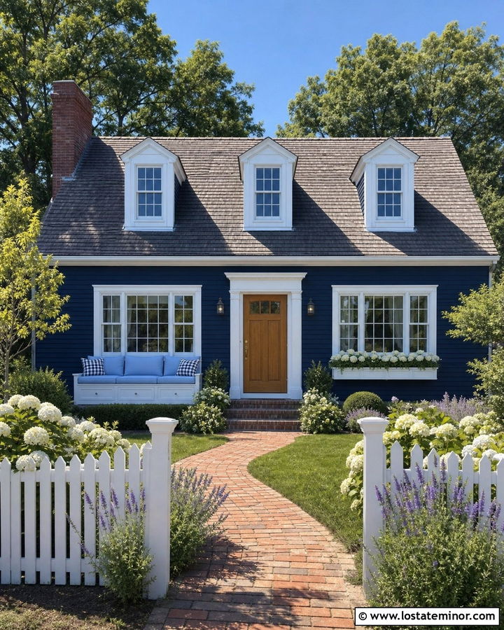 Navy Blue Cape Cod With Window Daybed - 30 Navy Blue House Design With Daybed Ideas