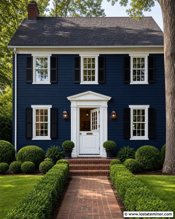 Navy Blue Colonial With White Dutch Door - 30 Navy Blue House Design With Dutch Door Ideas