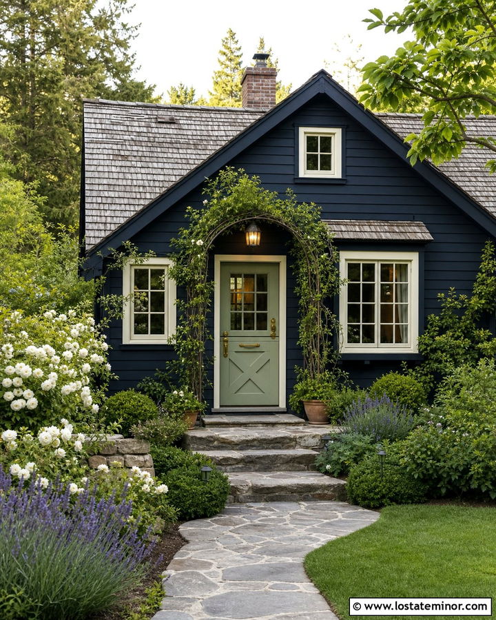 Navy Blue Cottage With Sage Green Dutch Door - 30 Navy Blue House Design With Dutch Door Ideas