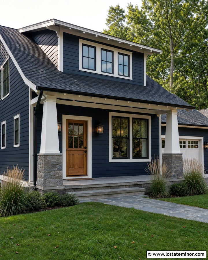 Navy Blue Craftsman With Cedar Dutch Door - 30 Navy Blue House Design With Dutch Door Ideas