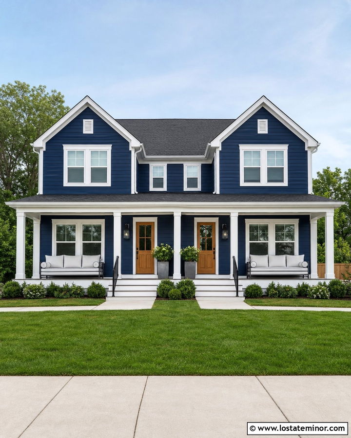 Navy Blue Duplex With Matching Daybeds - 30 Navy Blue House Design With Daybed Ideas