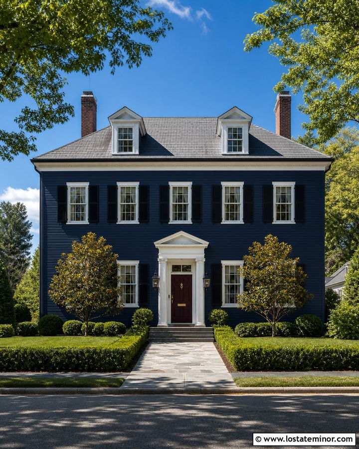 Navy Blue Georgian With Hipped Dormers - 30 Navy Blue House Design With Dormers Ideas