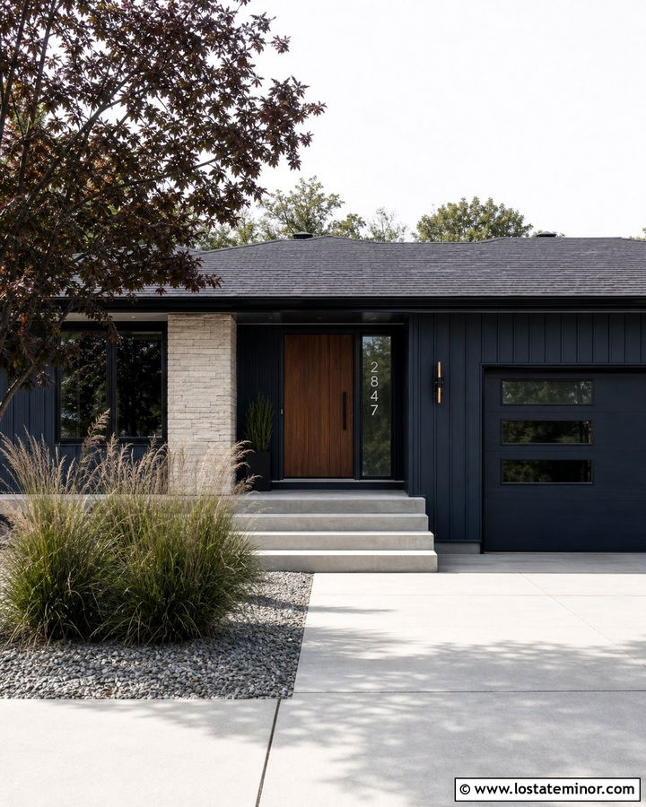 Navy Blue House With Address Numbers On Glass - 30 Navy Blue House Design With House Numbers Ideas