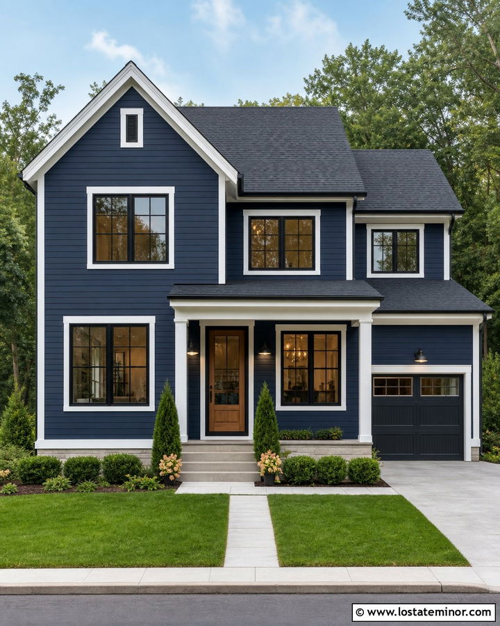 Navy Blue House With Black Screen Door - 30 Navy Blue House Design With Screen Door Ideas