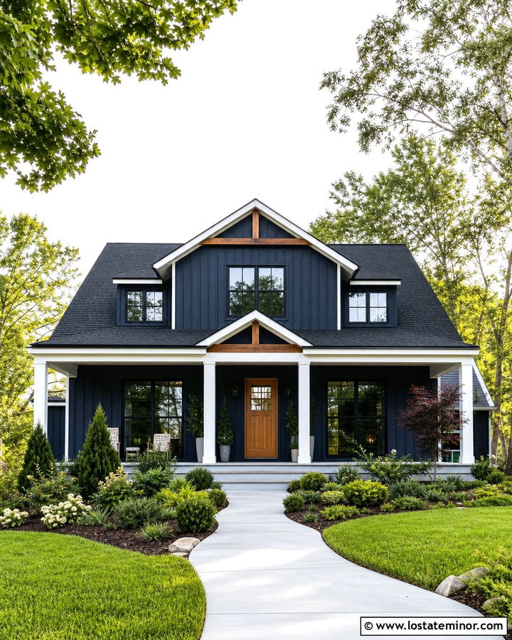 Navy Blue House With Black Shingle Roof - 30 Navy Blue House Design With Roof Ideas