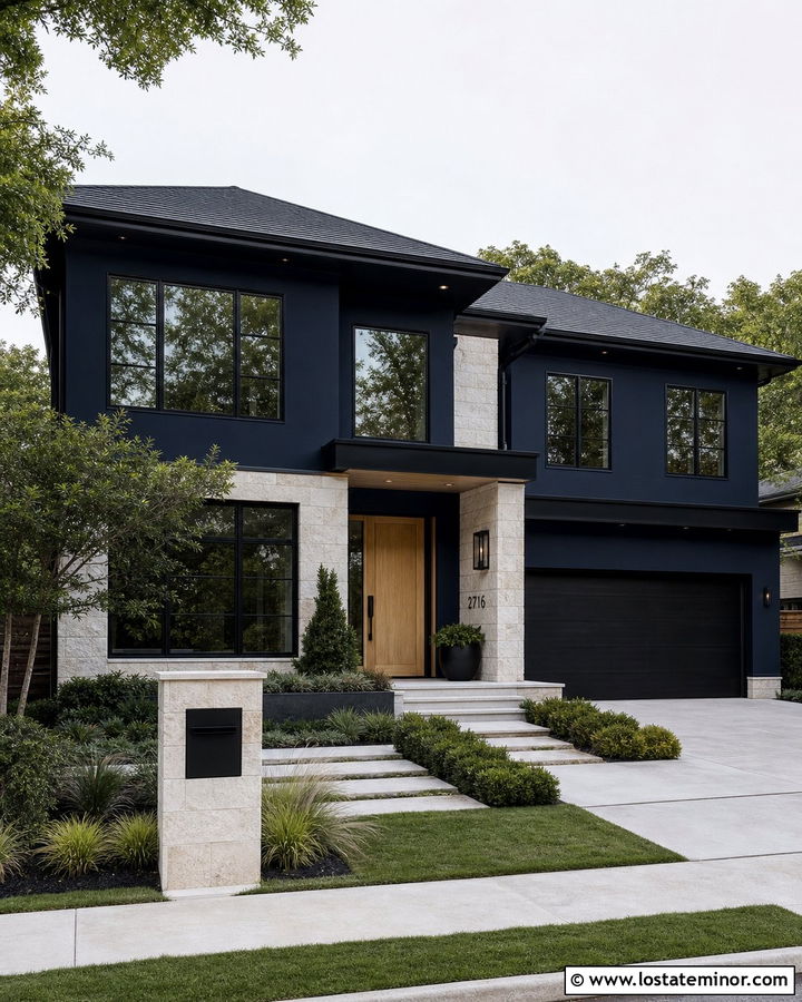Navy Blue House With Black Trim Mailbox - 30 Navy Blue House Design With Mailbox Ideas