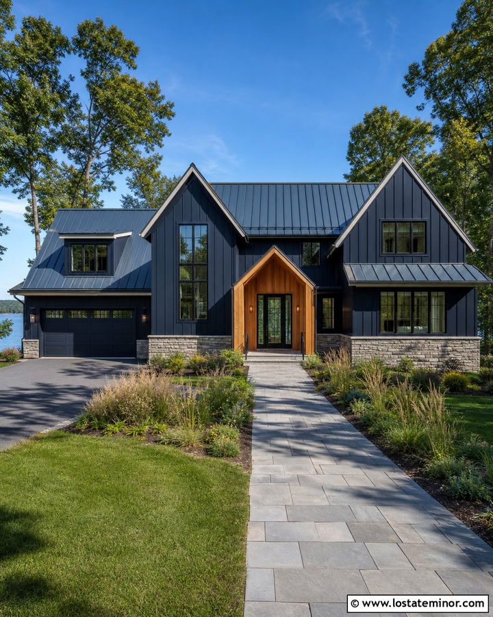 Navy Blue House With Blue Metal Roof - 30 Navy Blue House Design With Roof Ideas