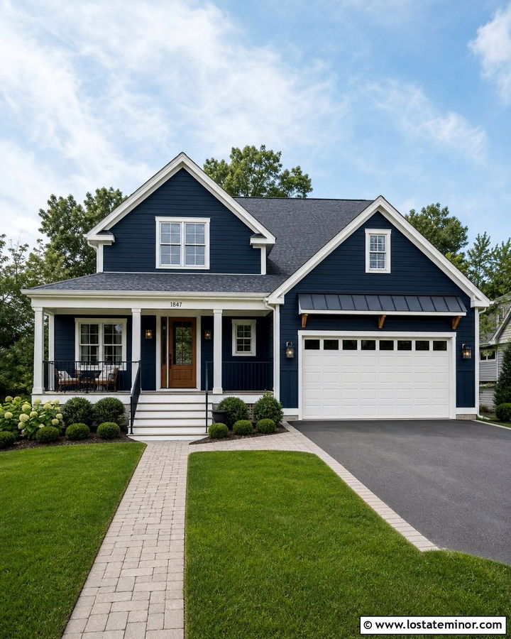 Navy Blue House With Board And Batten Wainscoting - 30 Navy Blue House Design With Wainscoting Ideas