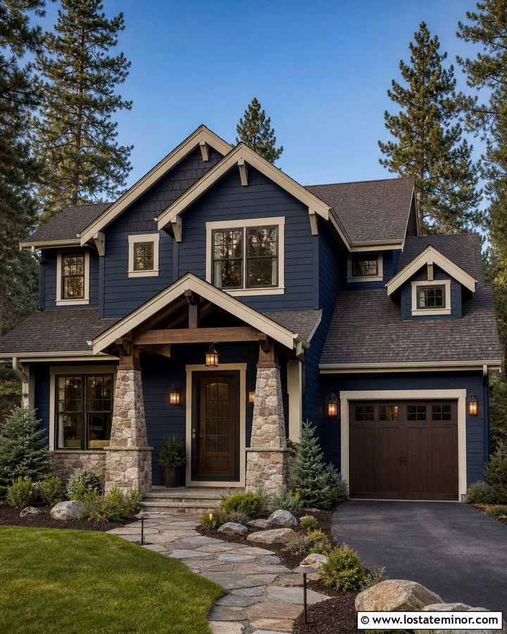 Navy Blue House With Bronze Screen Door - 30 Navy Blue House Design With Screen Door Ideas