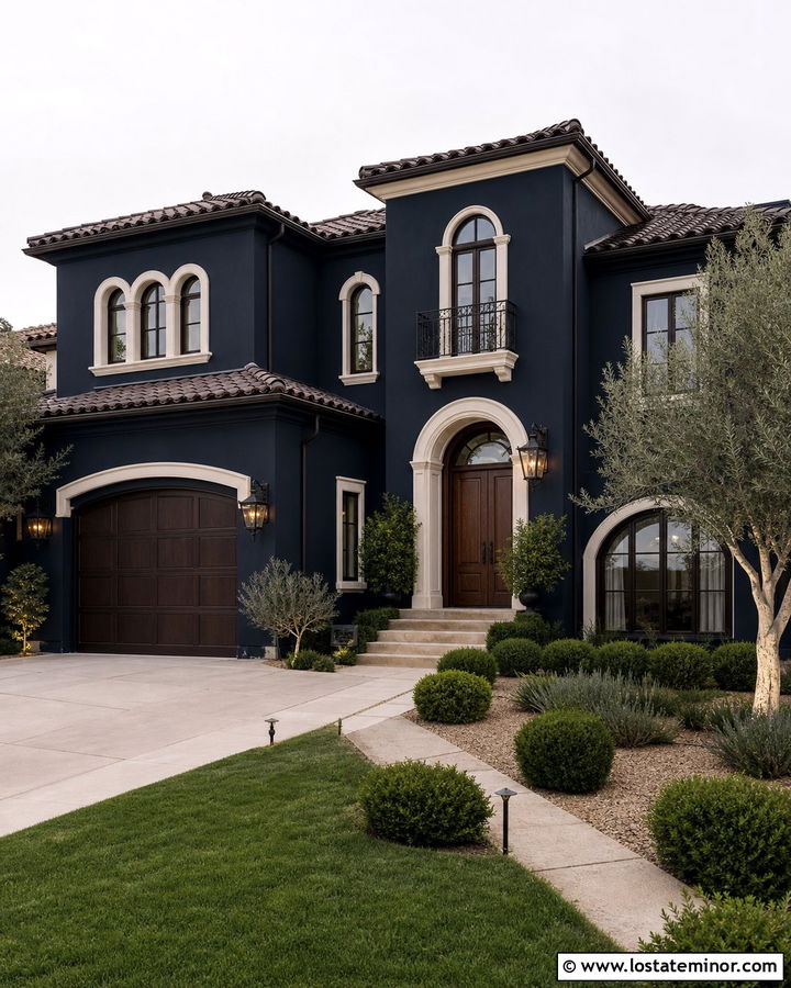 Navy Blue House With Bronze Trim - 30 Navy Blue House Design With Trim Ideas