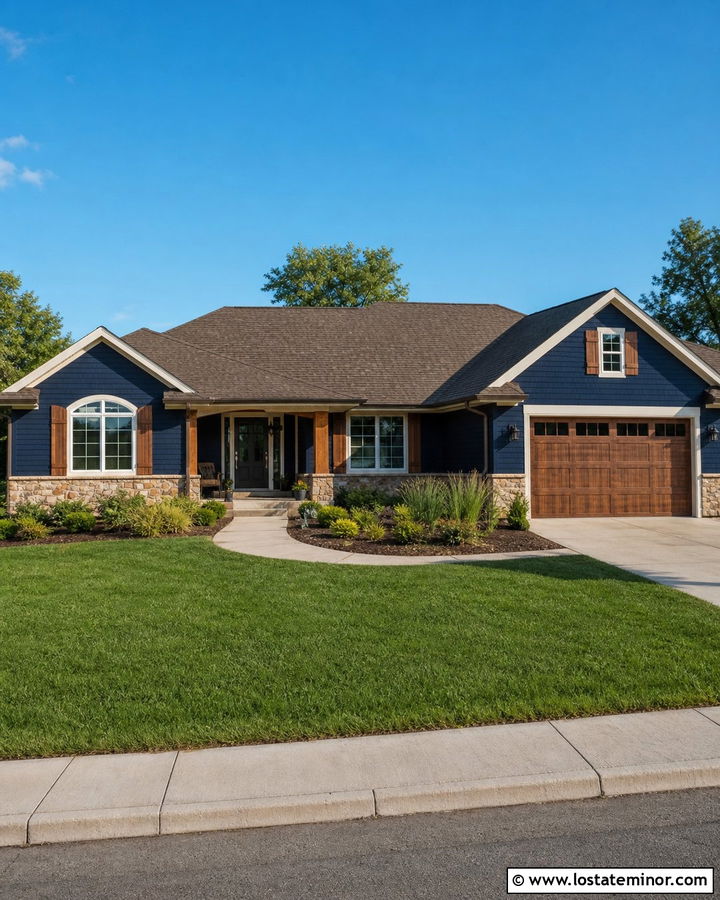 Navy Blue House With Brown Shingle Roof - 30 Navy Blue House Design With Roof Ideas