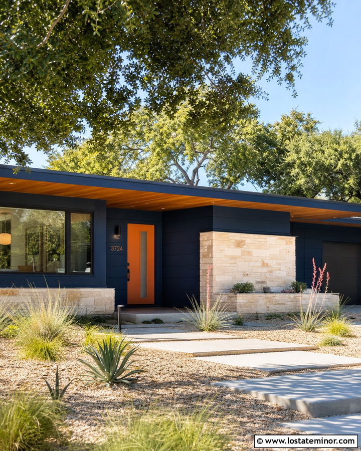 Navy Blue House With Burnt Orange Front Door - 30 Navy Blue House Design With Front Door Ideas