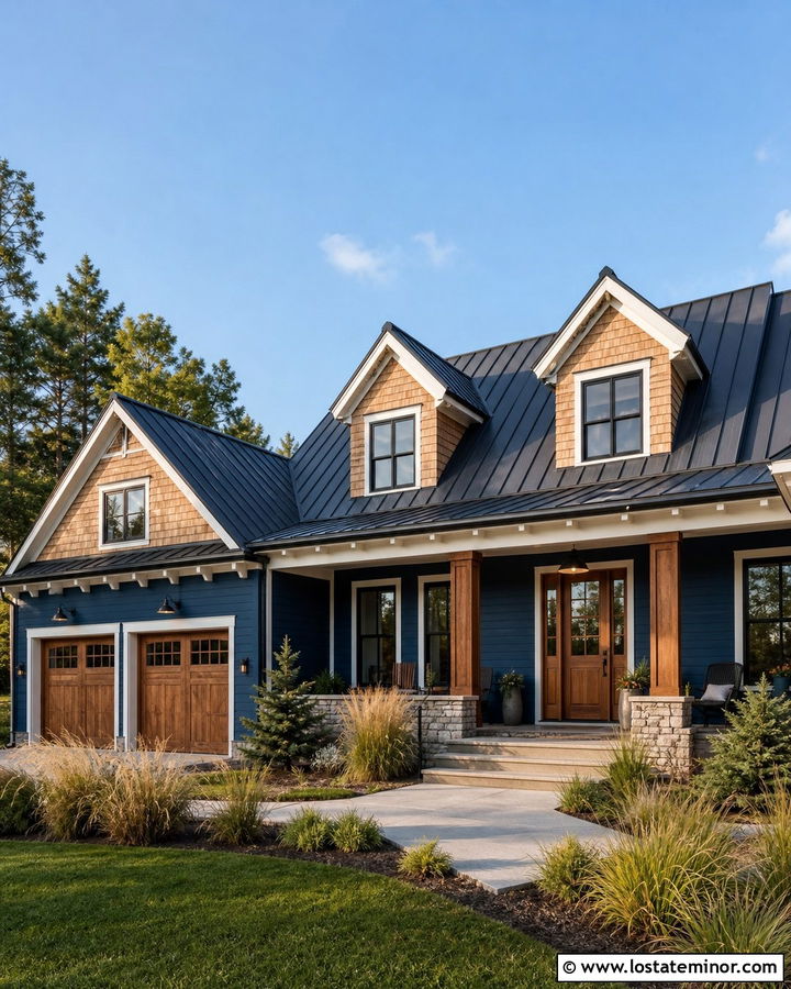 Navy Blue House With Cedar Dormers - 30 Navy Blue House Design With Dormers Ideas