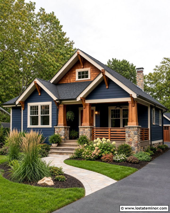 Navy Blue House With Cedar Trim - 30 Navy Blue House Design With Trim Ideas