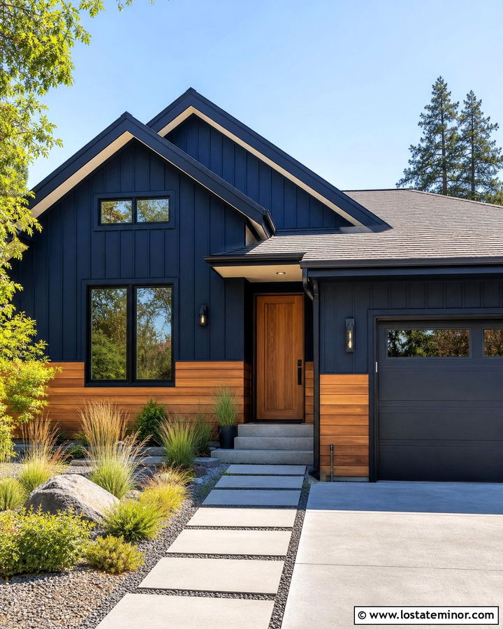 Navy Blue House With Cedar Wainscoting - 30 Navy Blue House Design With Wainscoting Ideas