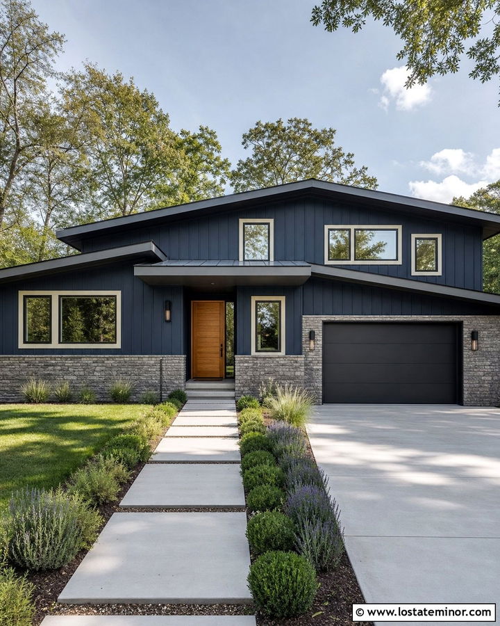 Navy Blue House With Charcoal Porch Ceiling - 30 Navy Blue House Design With Porch Ceiling Ideas