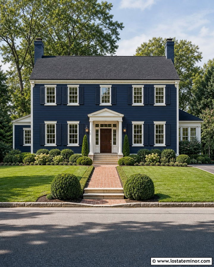 Navy Blue House With Charcoal Shingle Roof - 30 Navy Blue House Design With Roof Ideas