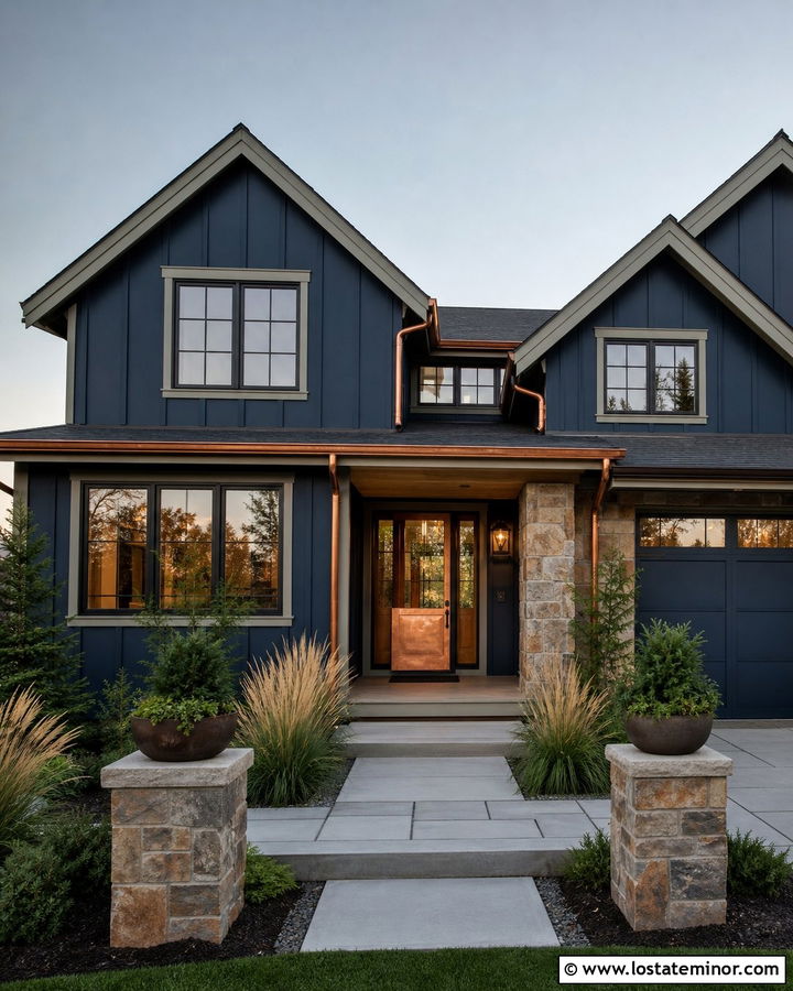 Navy Blue House With Copper Dutch Door - 30 Navy Blue House Design With Dutch Door Ideas