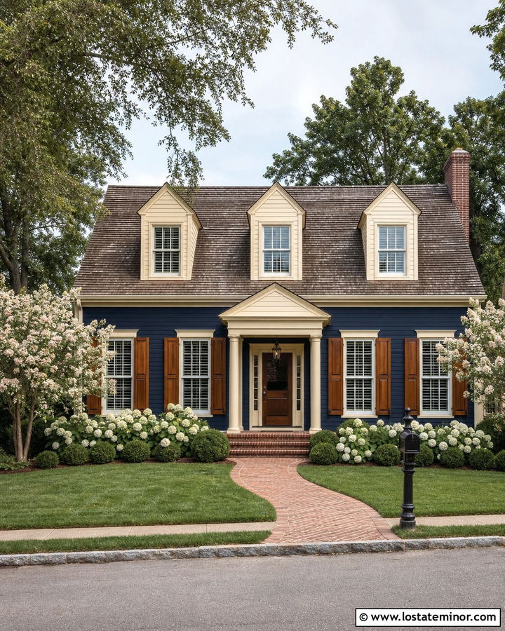 Navy Blue House With Cream Dormers - 30 Navy Blue House Design With Dormers Ideas