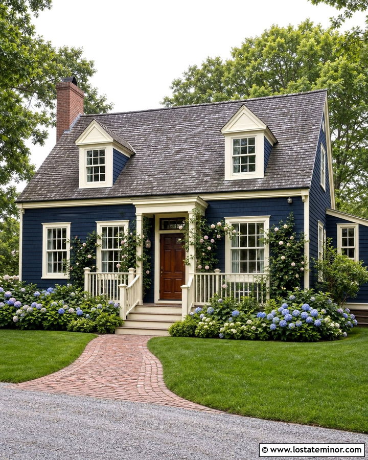 Navy Blue House With Cream Trim - 30 Navy Blue House Design With Trim Ideas
