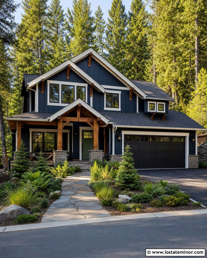 Navy Blue House With Dark Green Front Door - 30 Navy Blue House Design With Front Door Ideas