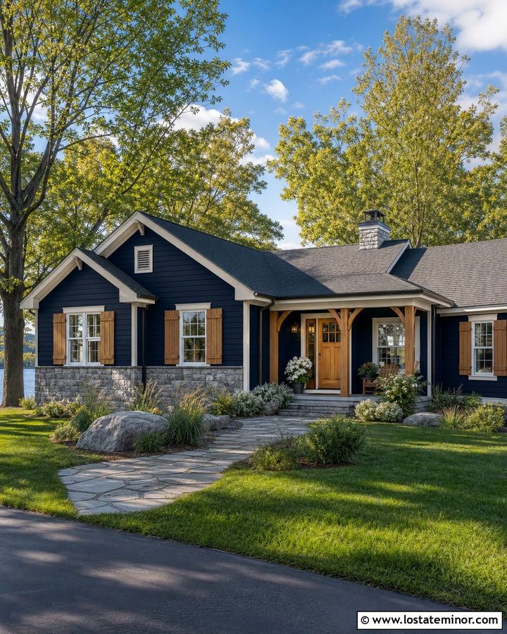 Navy Blue House With Dutch Door And Cedar Shutters - 30 Navy Blue House Design With Dutch Door Ideas