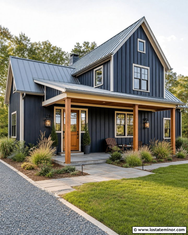 Navy Blue House With Dutch Door And Metal Roof - 30 Navy Blue House Design With Dutch Door Ideas